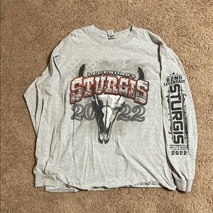 Gildan Gray Long Sleeve Tee with Sturgis Graphic